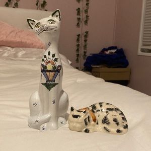 Vintage Ceramic Cat Knick Knack Set
